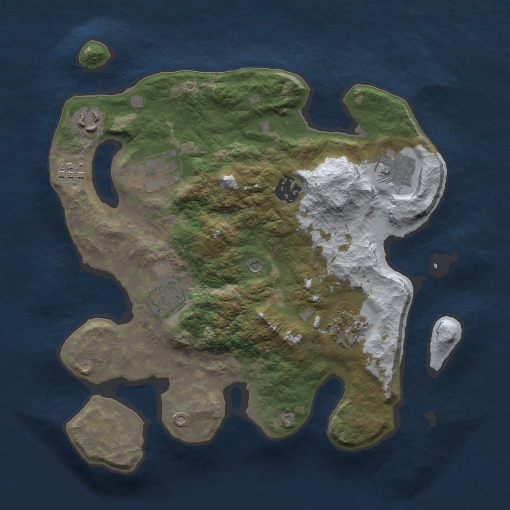 Rust Map: Barren, Size: 3000, Seed: 847597252, 10 Monuments