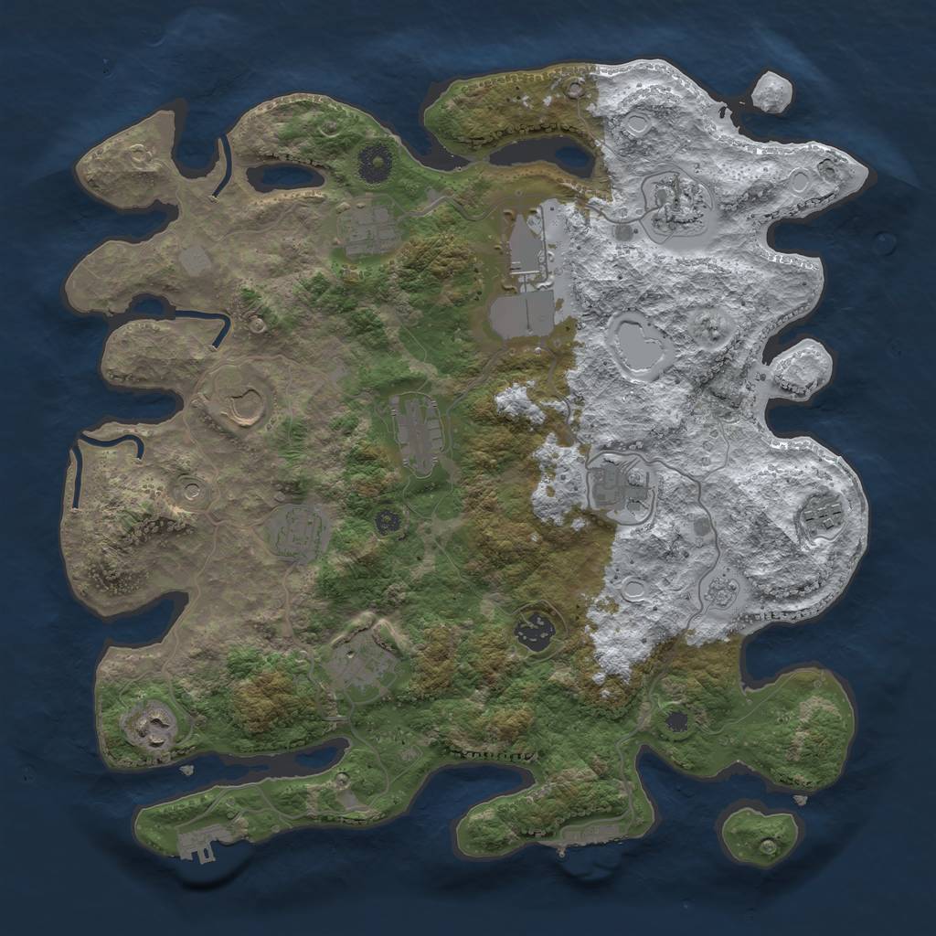 Rust Map: Procedural Map, Size: 3750, Seed: 2083061427, 20 Monuments