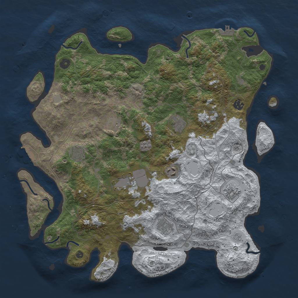 Rust Map: Procedural Map, Size: 4300, Seed: 1642299486, 18 Monuments