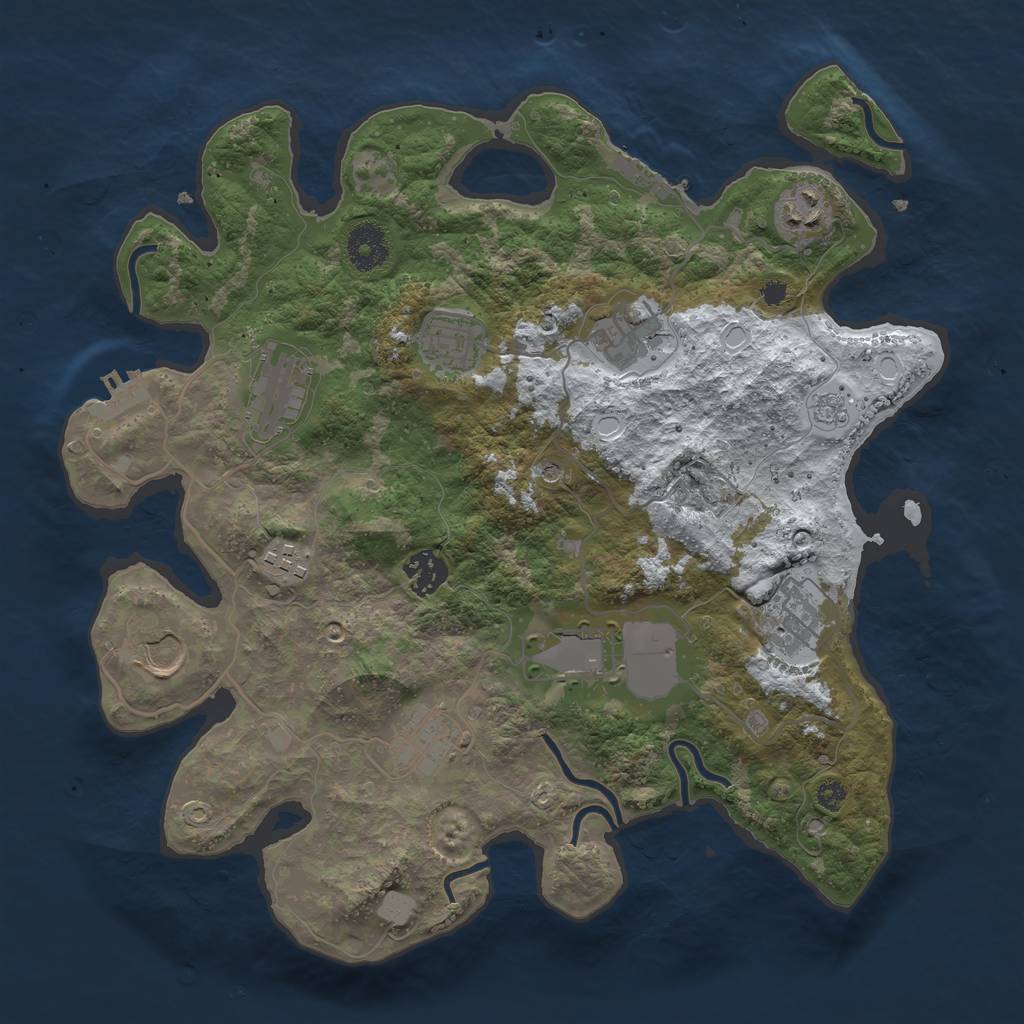 Rust Map: Procedural Map, Size: 3500, Seed: 241996761, 19 Monuments