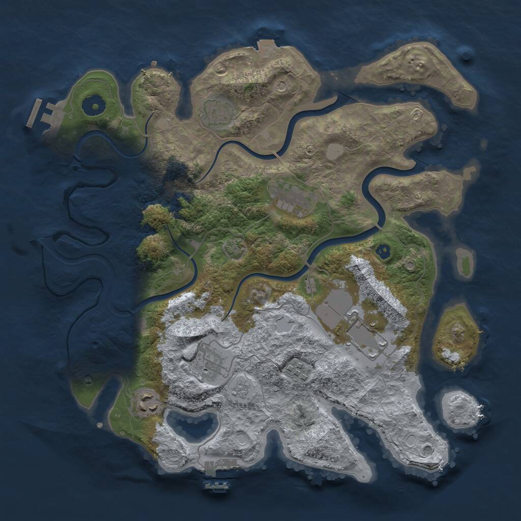 Rust Map: Procedural Map, Size: 3500, Seed: 250219118, 12 Monuments