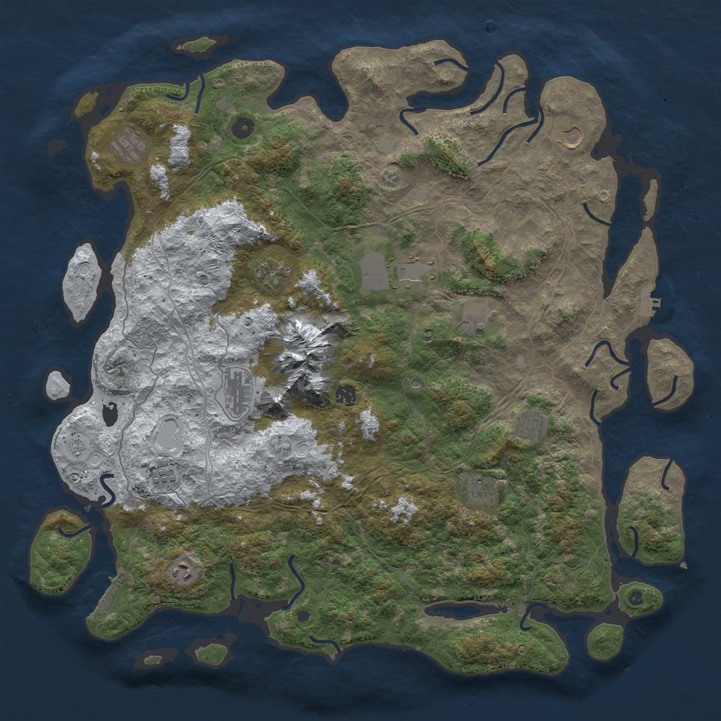 Rust Map: Procedural Map, Size: 5000, Seed: 34500, 20 Monuments