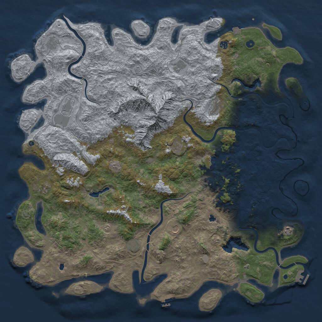 Rust Map: Procedural Map, Size: 6000, Seed: 47996, 17 Monuments