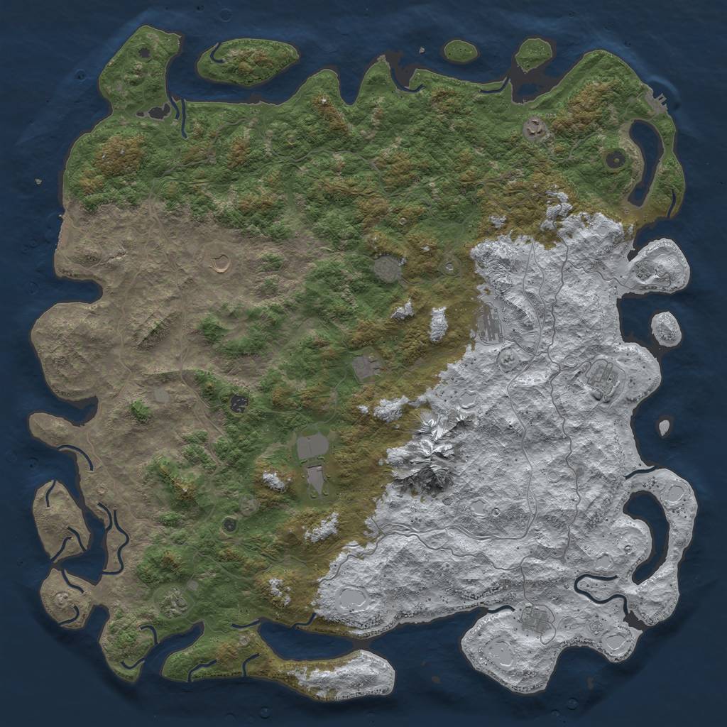 Rust Map: Procedural Map, Size: 6000, Seed: 875383, 20 Monuments