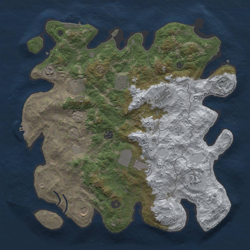 Rust Map: Procedural Map, Size: 4000, Seed: 982872, 18 Monuments
