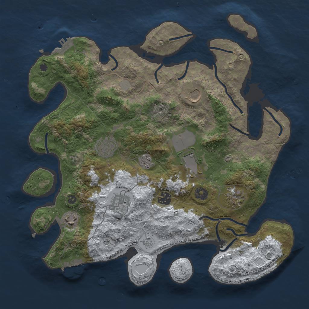 Rust Map: Procedural Map, Size: 3500, Seed: 825456, 17 Monuments