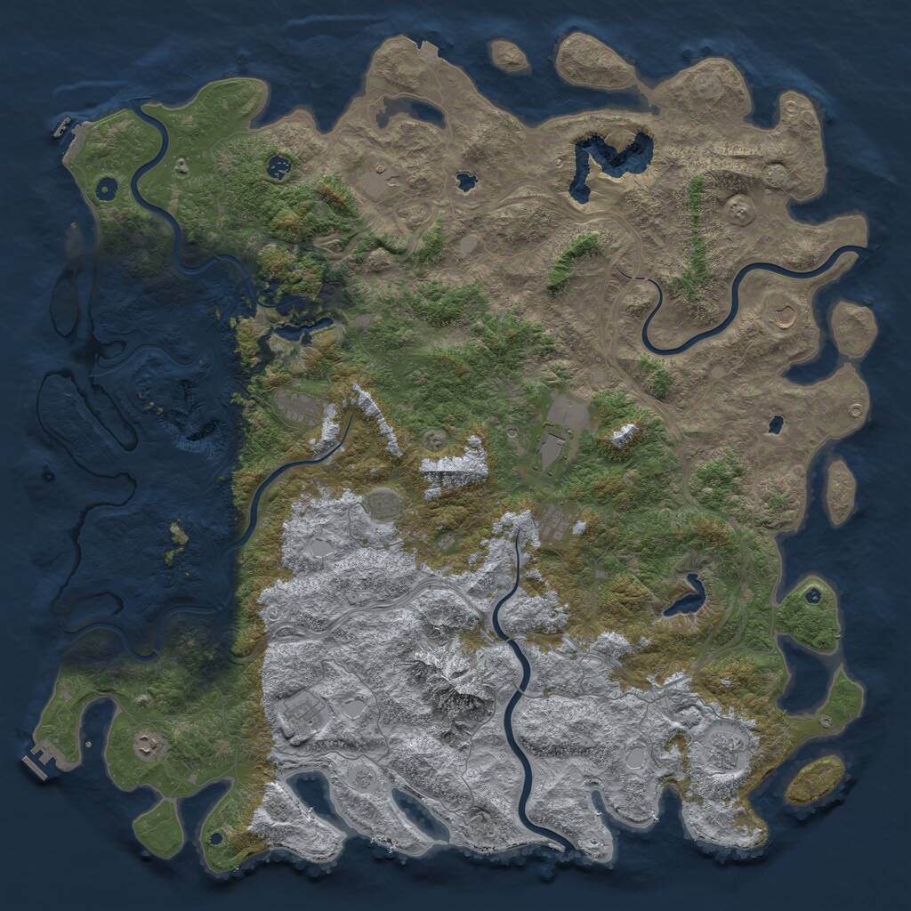 Rust Map: Procedural Map, Size: 6000, Seed: 197329, 17 Monuments