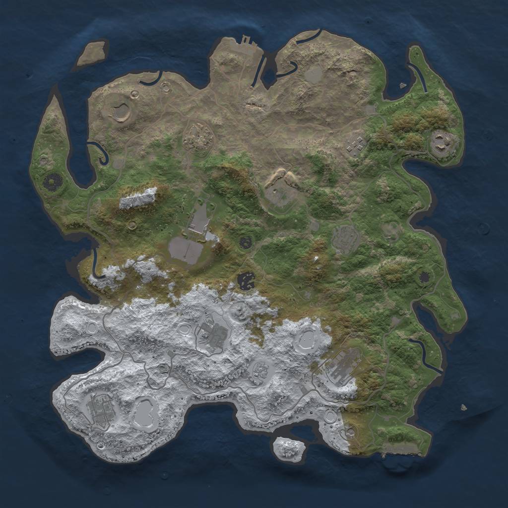 Rust Map: Procedural Map, Size: 4050, Seed: 1677236562, 20 Monuments