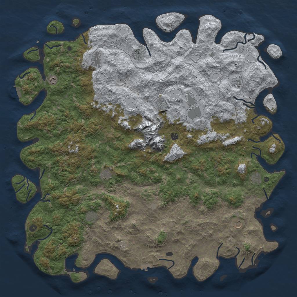 Rust Map: Procedural Map, Size: 6000, Seed: 465516, 20 Monuments