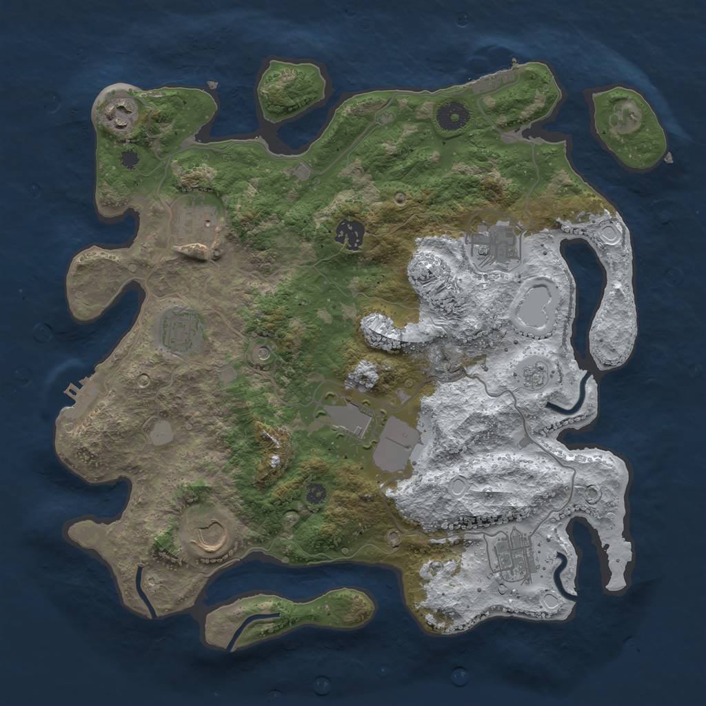Rust Map: Procedural Map, Size: 3500, Seed: 235273578, 17 Monuments