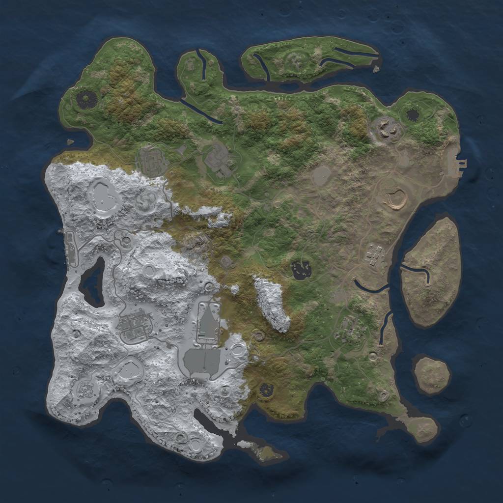 Rust Map: Procedural Map, Size: 3700, Seed: 339708504, 18 Monuments