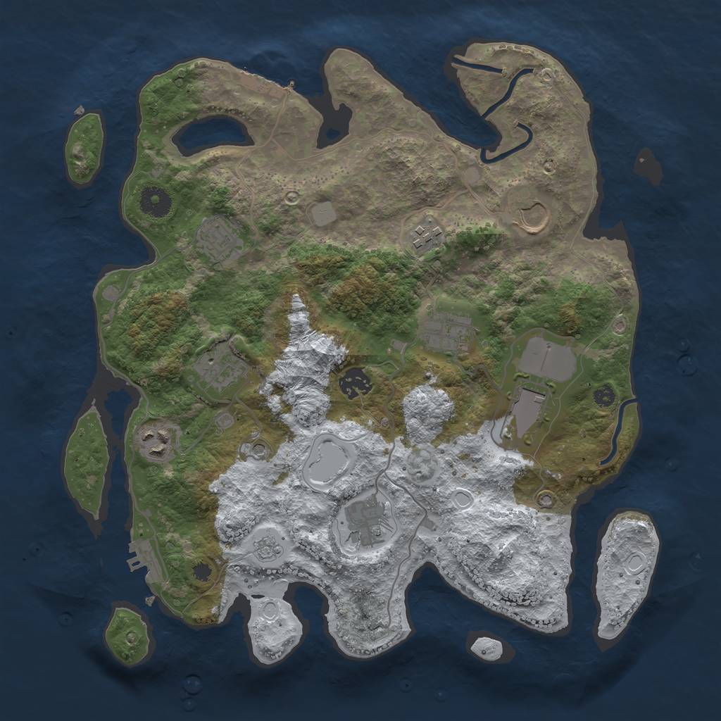 Rust Map: Procedural Map, Size: 3500, Seed: 425870, 18 Monuments