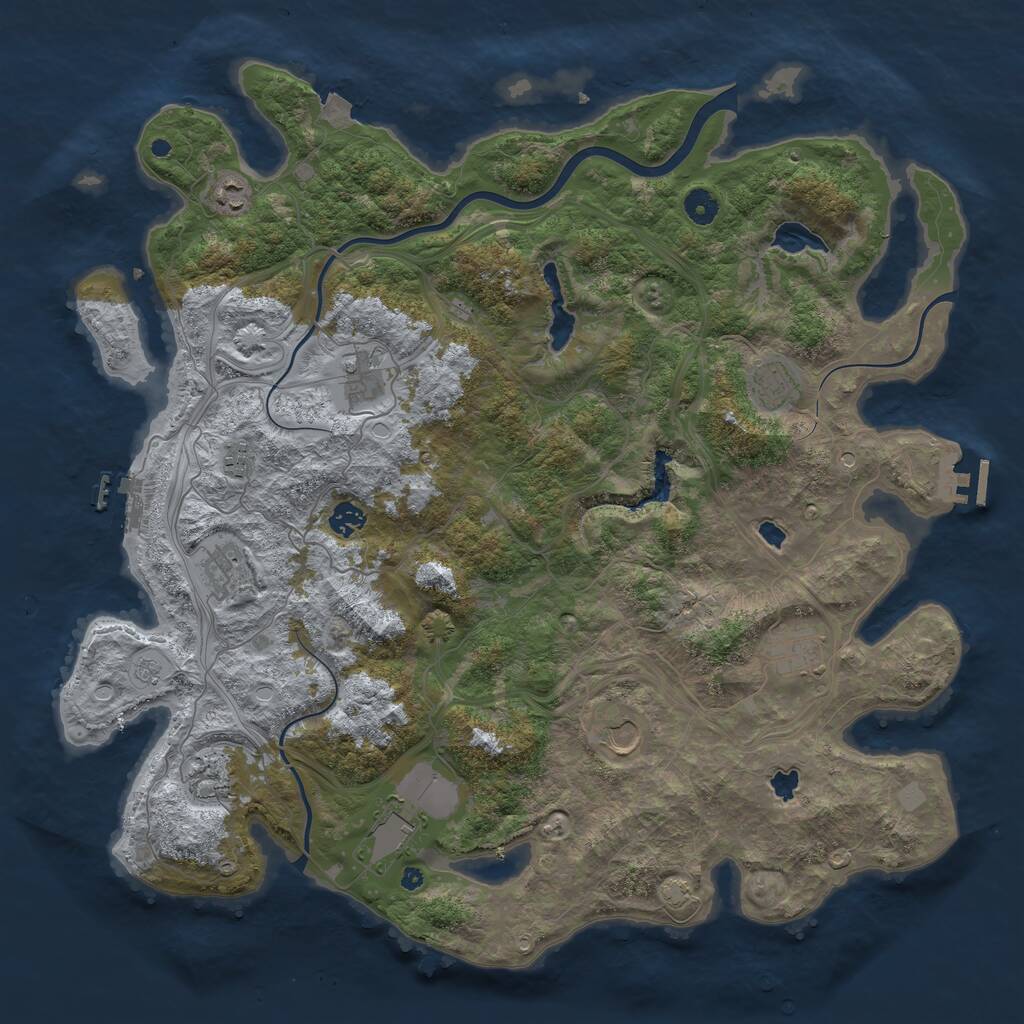 Rust Map: Procedural Map, Size: 4500, Seed: 3878490, 16 Monuments