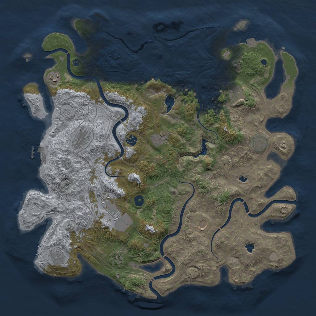 Rust Map: Procedural Map, Size: 4500, Seed: 3878490, 17 Monuments