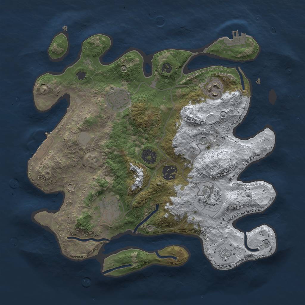Rust Map: Procedural Map, Size: 3000, Seed: 235273578, 14 Monuments