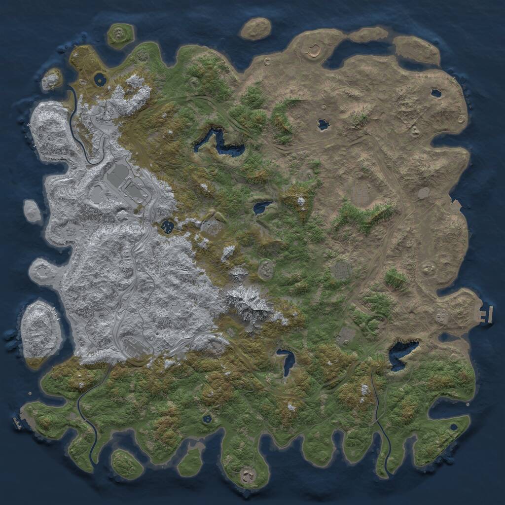 Rust Map: Procedural Map, Size: 6000, Seed: 827786, 17 Monuments