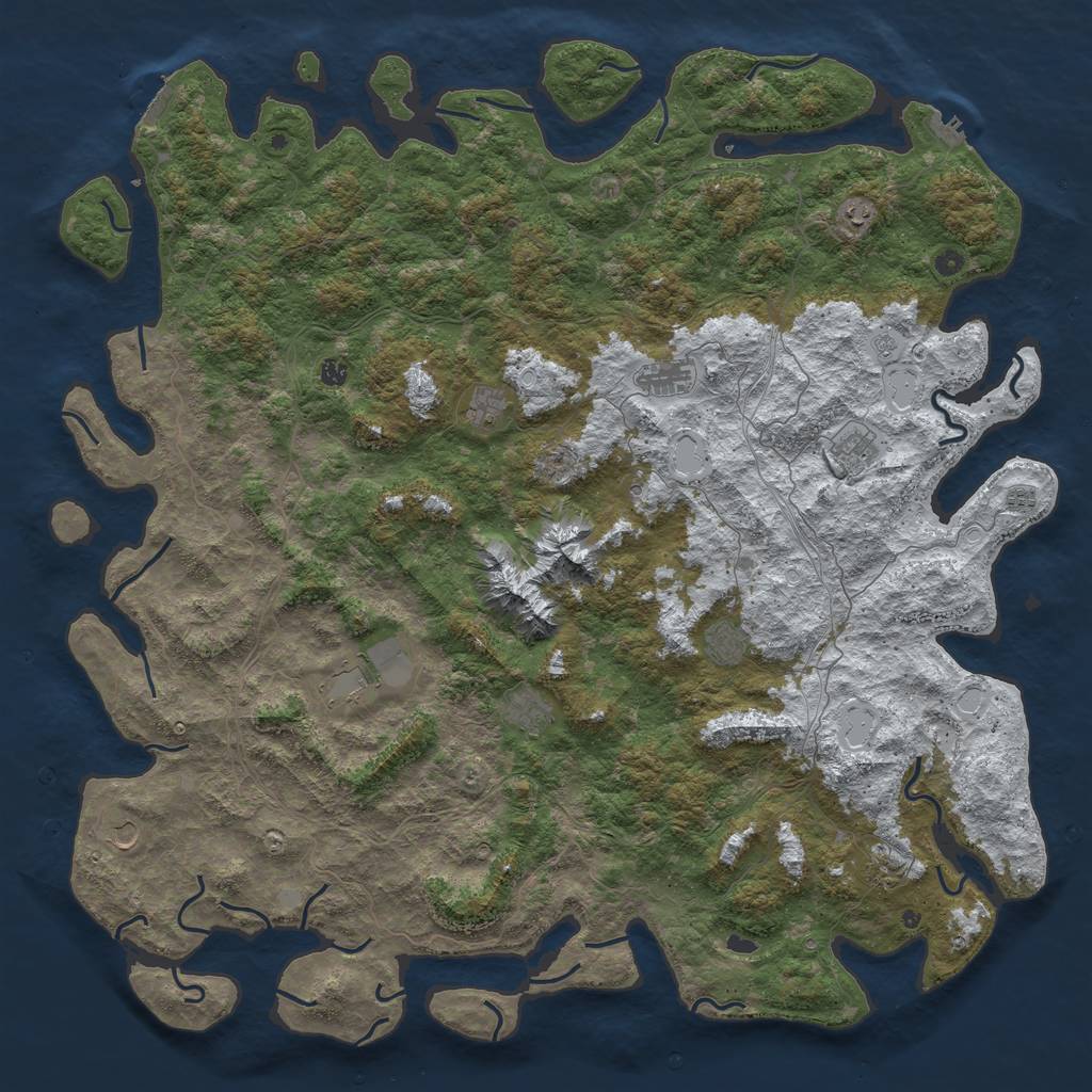 Rust Map: Procedural Map, Size: 6000, Seed: 526269, 20 Monuments
