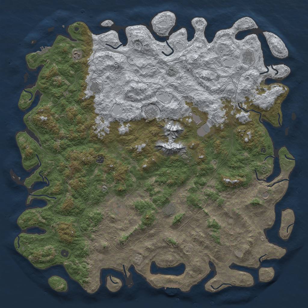 Rust Map: Procedural Map, Size: 6000, Seed: 881351, 20 Monuments