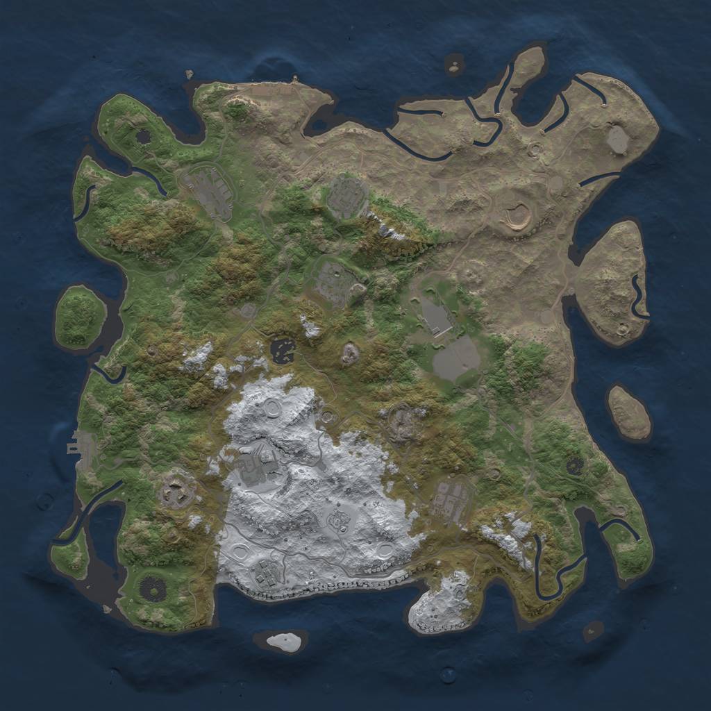 Rust Map: Procedural Map, Size: 4000, Seed: 753890, 19 Monuments