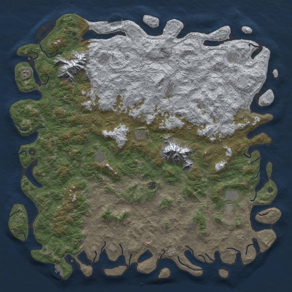 Rust Map: Procedural Map, Size: 6000, Seed: 281573, 20 Monuments