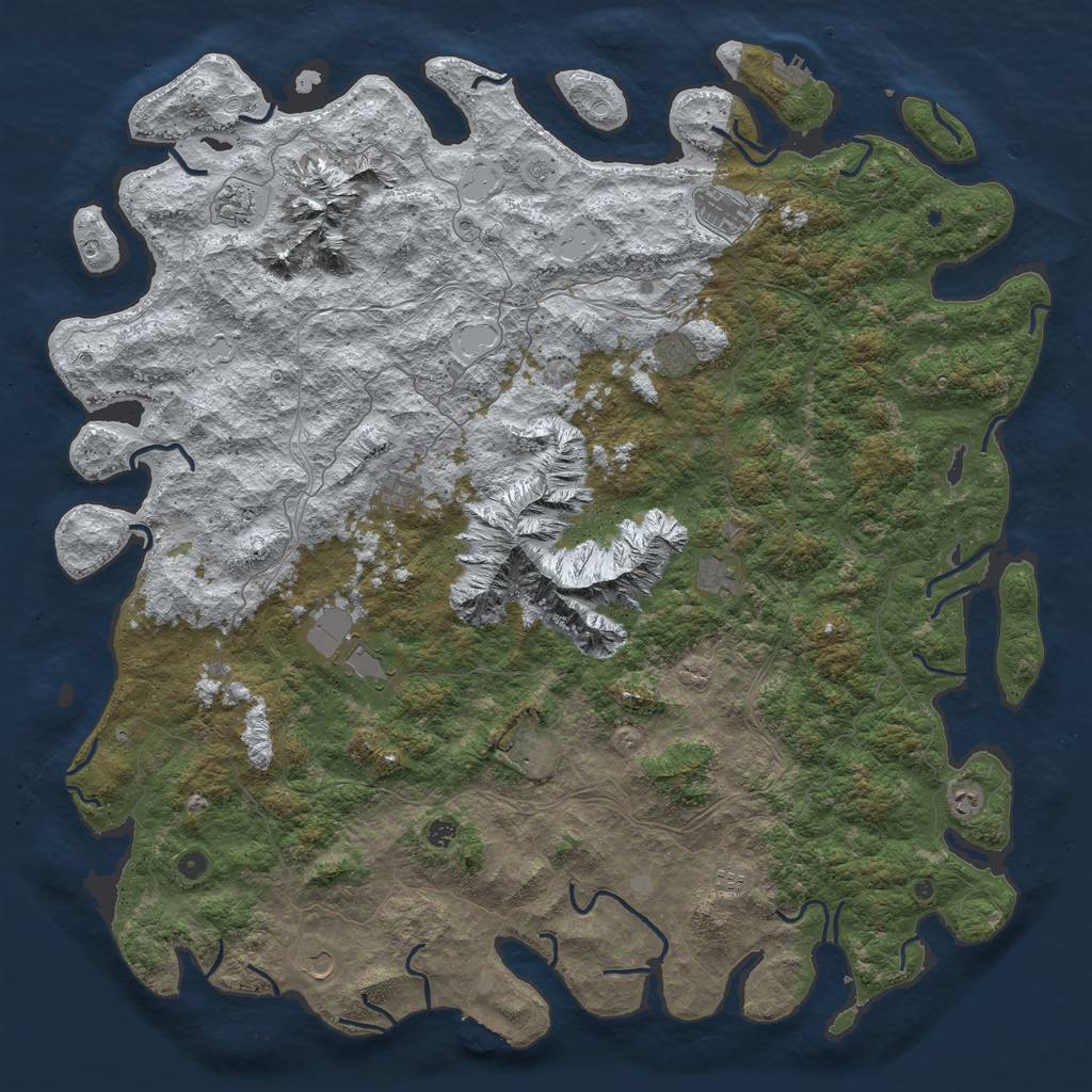 Rust Map: Procedural Map, Size: 6000, Seed: 67783, 20 Monuments