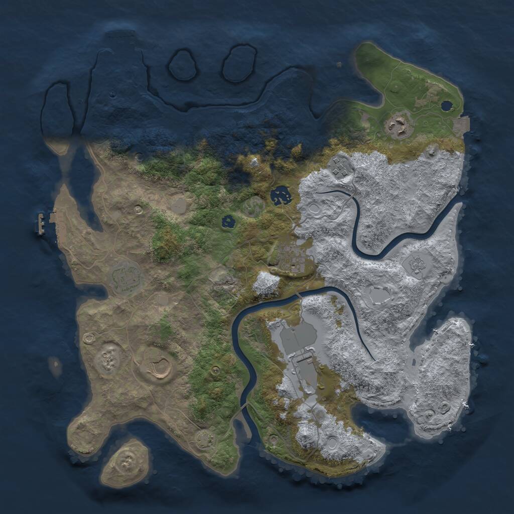 Rust Map: Procedural Map, Size: 3800, Seed: 752229, 13 Monuments
