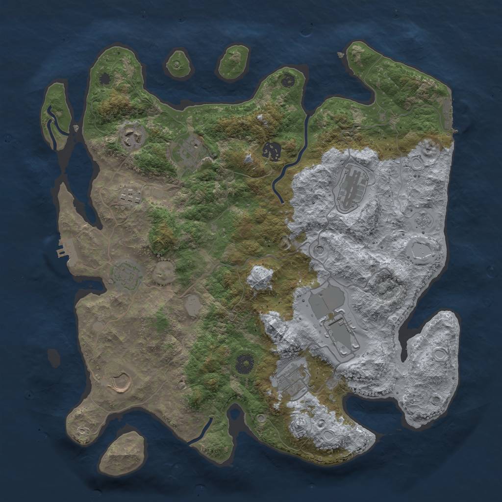 Rust Map: Procedural Map, Size: 3800, Seed: 752229, 18 Monuments