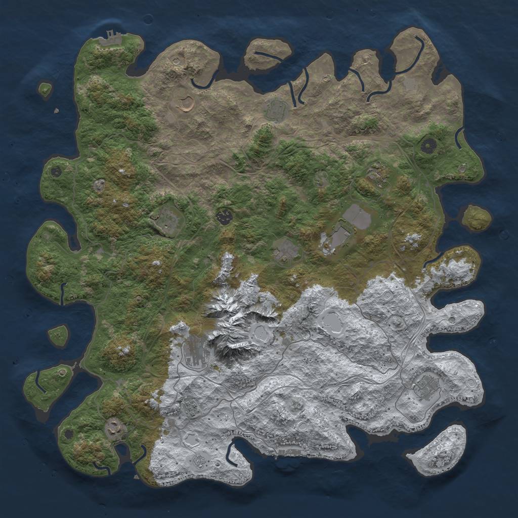 Rust Map: Procedural Map, Size: 5000, Seed: 1985, 20 Monuments