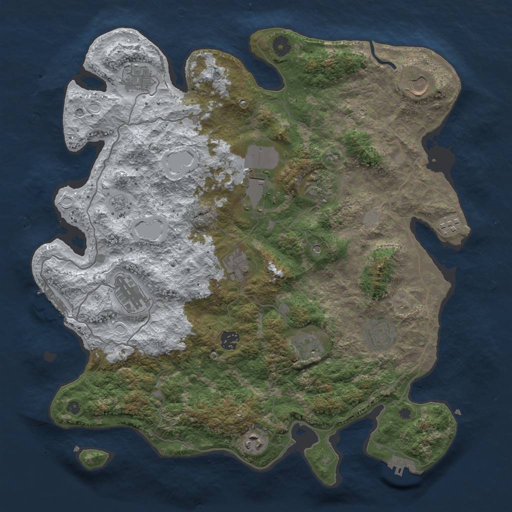 Rust Map: Procedural Map, Size: 4000, Seed: 2342341, 20 Monuments