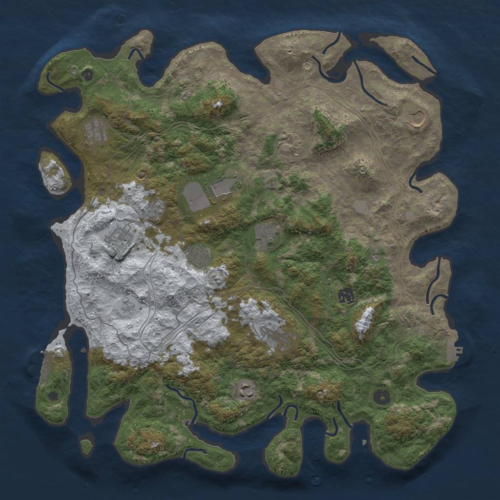 Rust Map: Procedural Map, Size: 4500, Seed: 1783145143, 20 Monuments