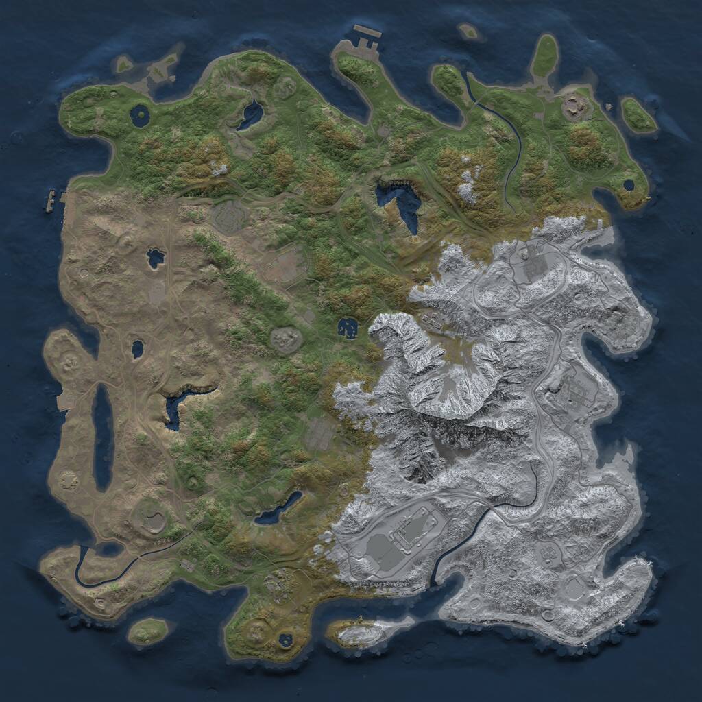 Rust Map: Procedural Map, Size: 5000, Seed: 1786128984, 17 Monuments