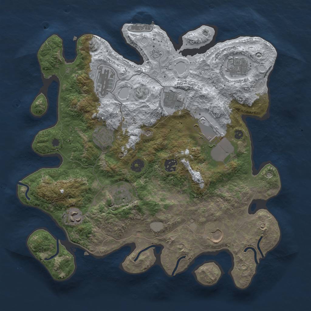 Rust Map: Procedural Map, Size: 3500, Seed: 1752673333, 17 Monuments