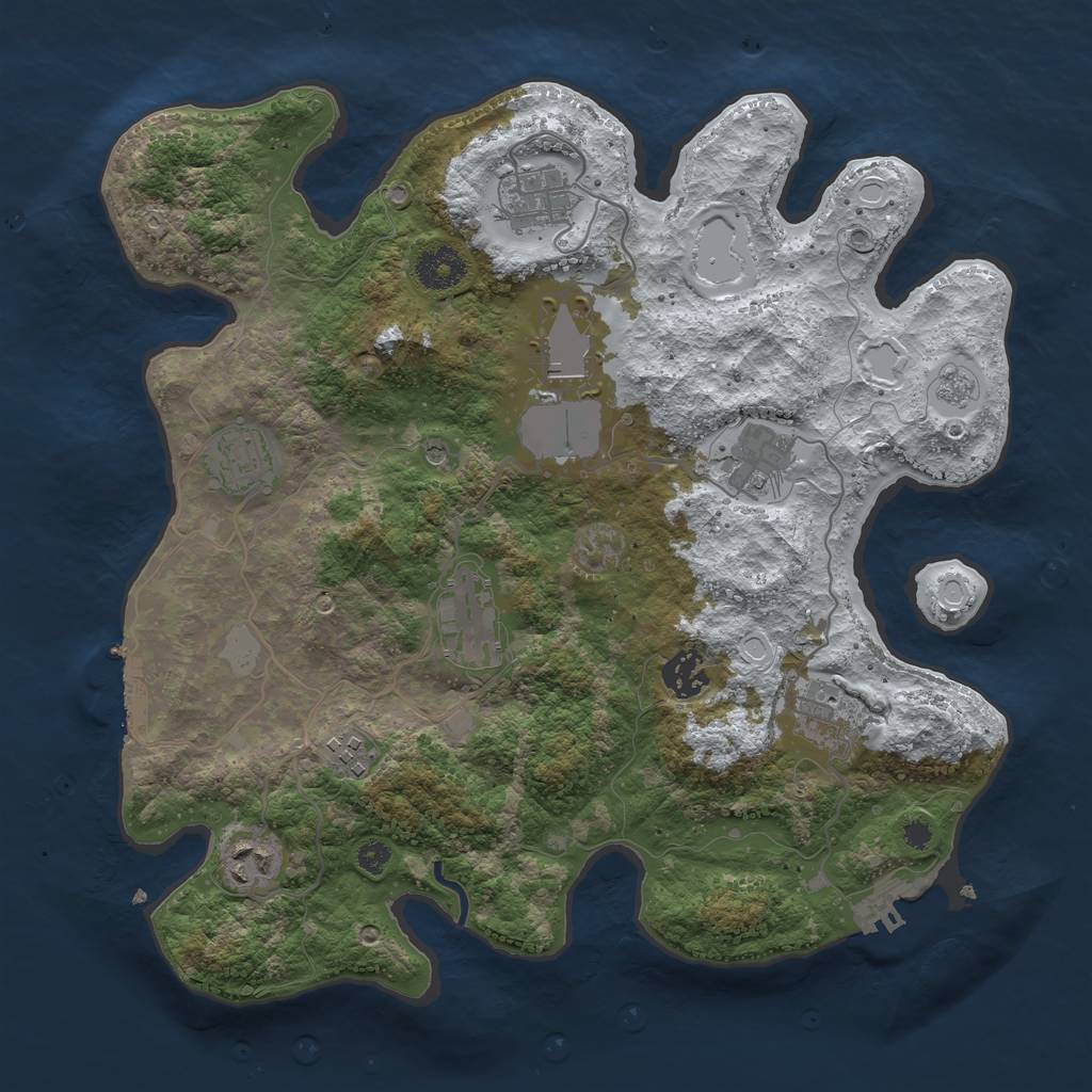 Rust Map: Procedural Map, Size: 3500, Seed: 1123255196, 18 Monuments