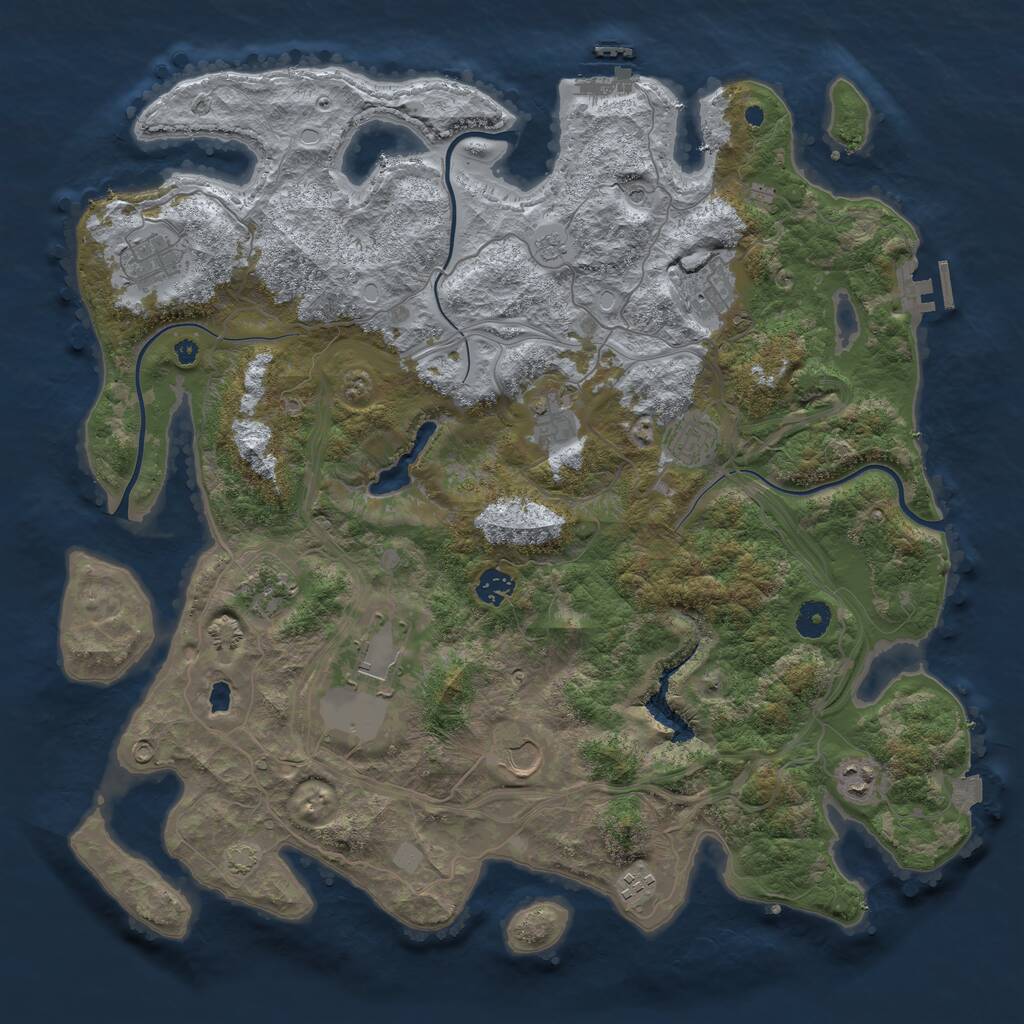 Rust Map: Procedural Map, Size: 4250, Seed: 1126057681, 16 Monuments