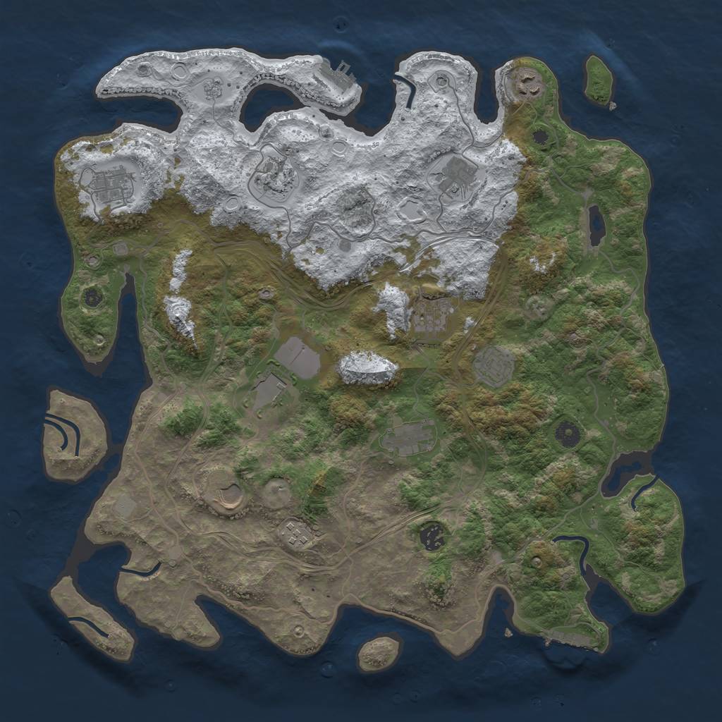 Rust Map: Procedural Map, Size: 4250, Seed: 1126057681, 20 Monuments