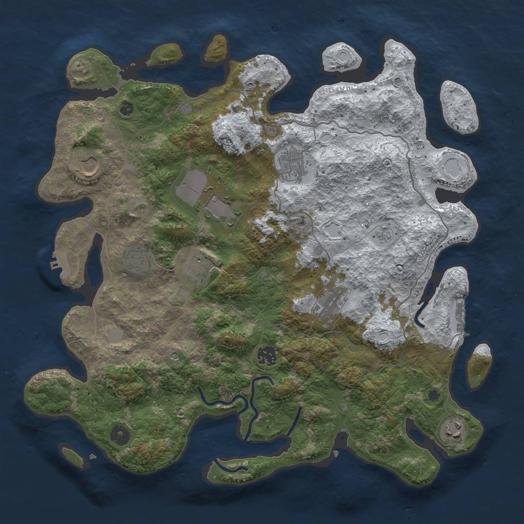 Rust Map: Procedural Map, Size: 4000, Seed: 674, 17 Monuments