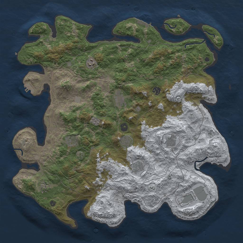 Rust Map: Procedural Map, Size: 4500, Seed: 4615120, 19 Monuments