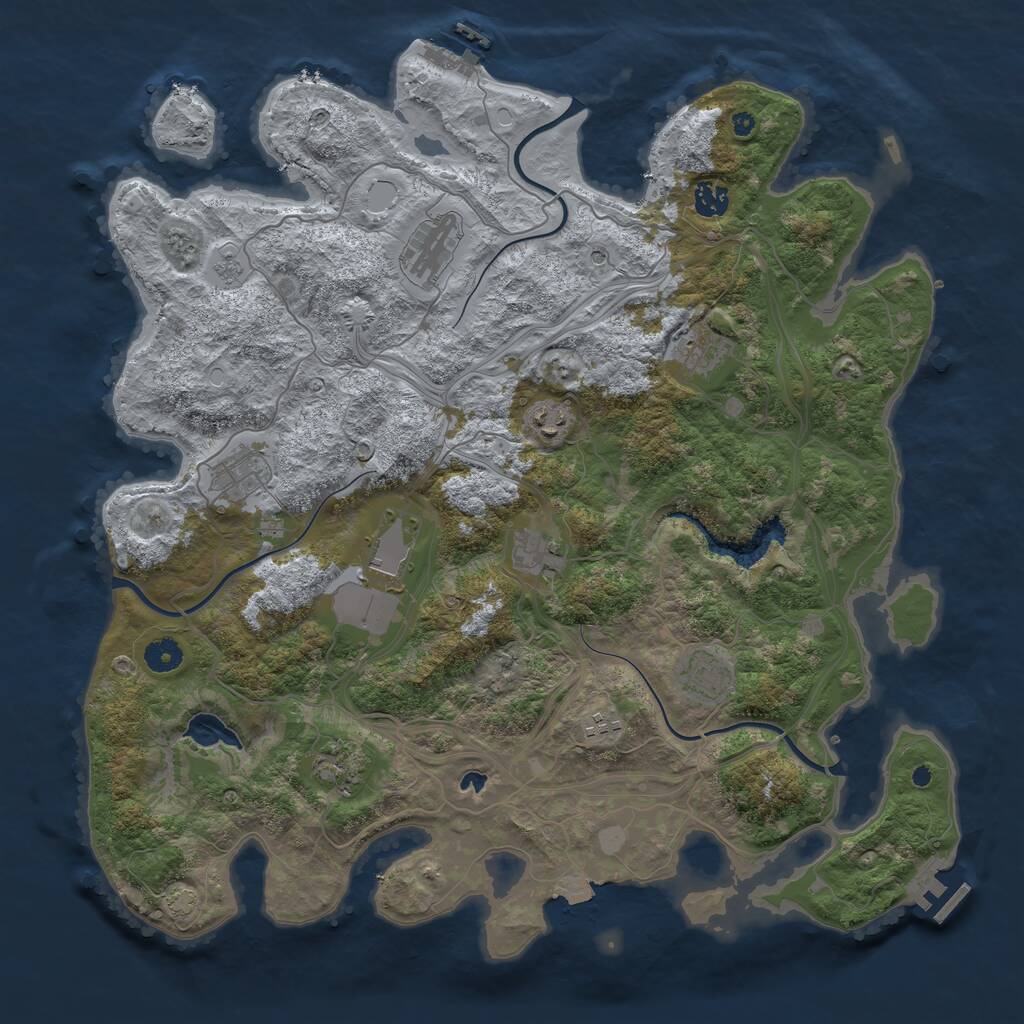 Rust Map: Procedural Map, Size: 4300, Seed: 420420, 16 Monuments