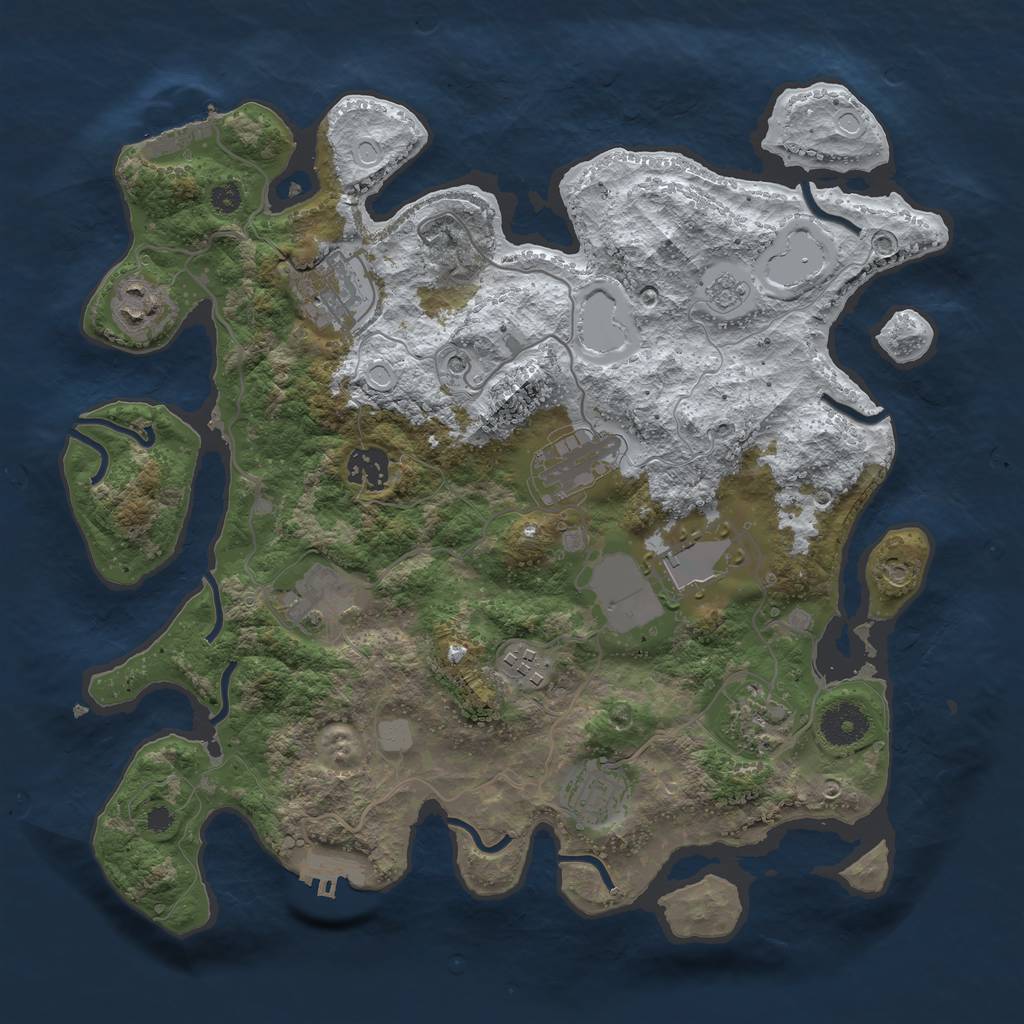 Rust Map: Procedural Map, Size: 3500, Seed: 375553224, 18 Monuments