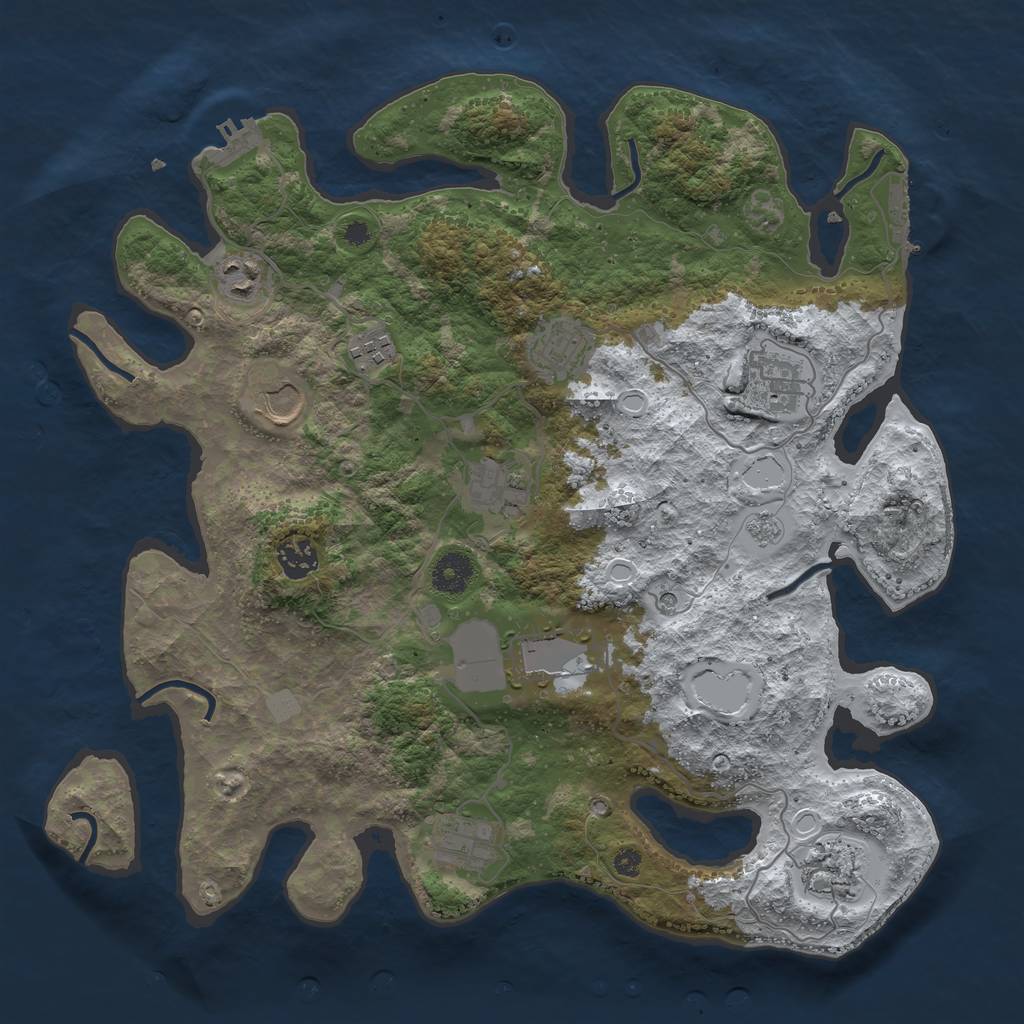 Rust Map: Procedural Map, Size: 3750, Seed: 2082659399, 19 Monuments