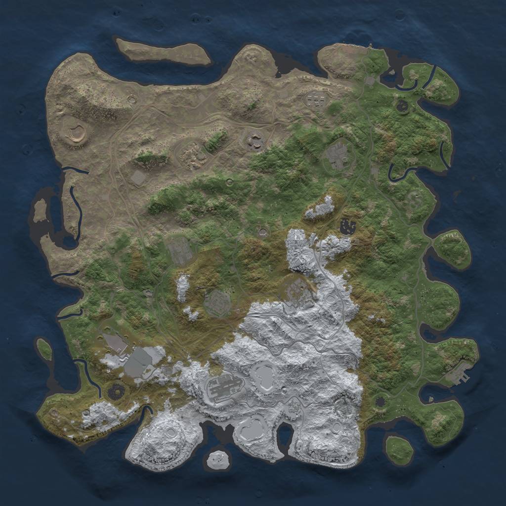 Rust Map: Procedural Map, Size: 4500, Seed: 1884992625, 20 Monuments