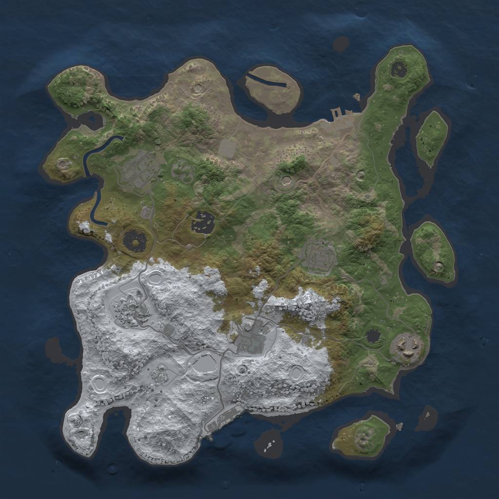 Rust Map: Procedural Map, Size: 3200, Seed: 28001, 15 Monuments