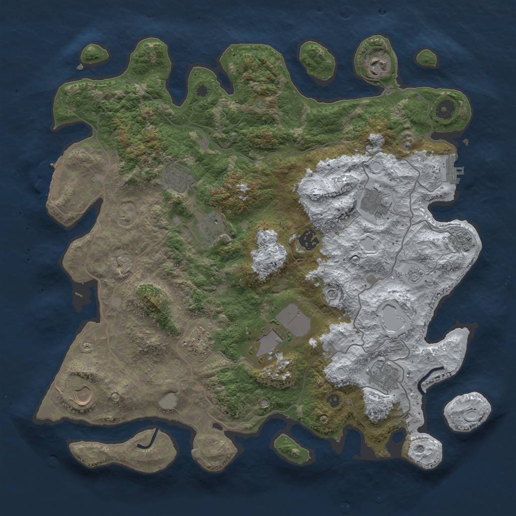 Rust Map: Procedural Map, Size: 4000, Seed: 679801608, 19 Monuments