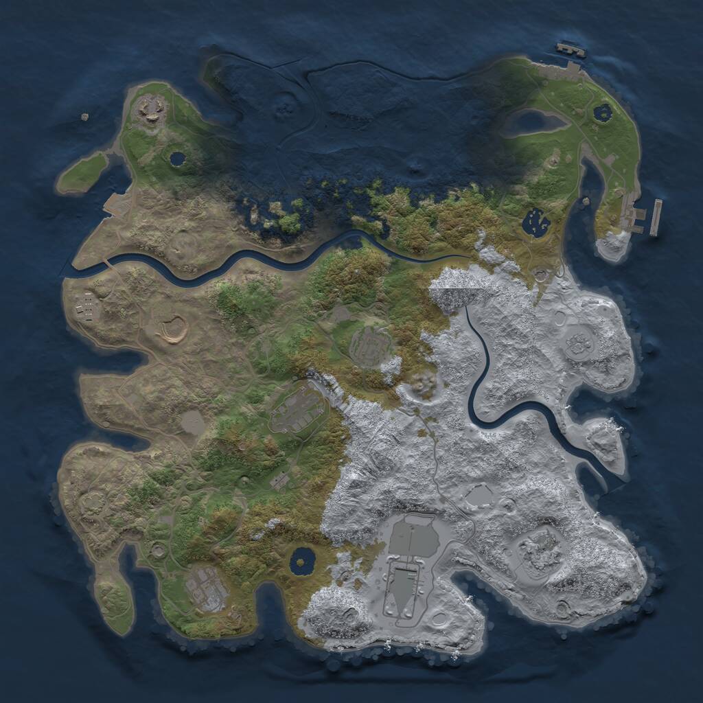 Rust Map: Procedural Map, Size: 3850, Seed: 542996689, 15 Monuments
