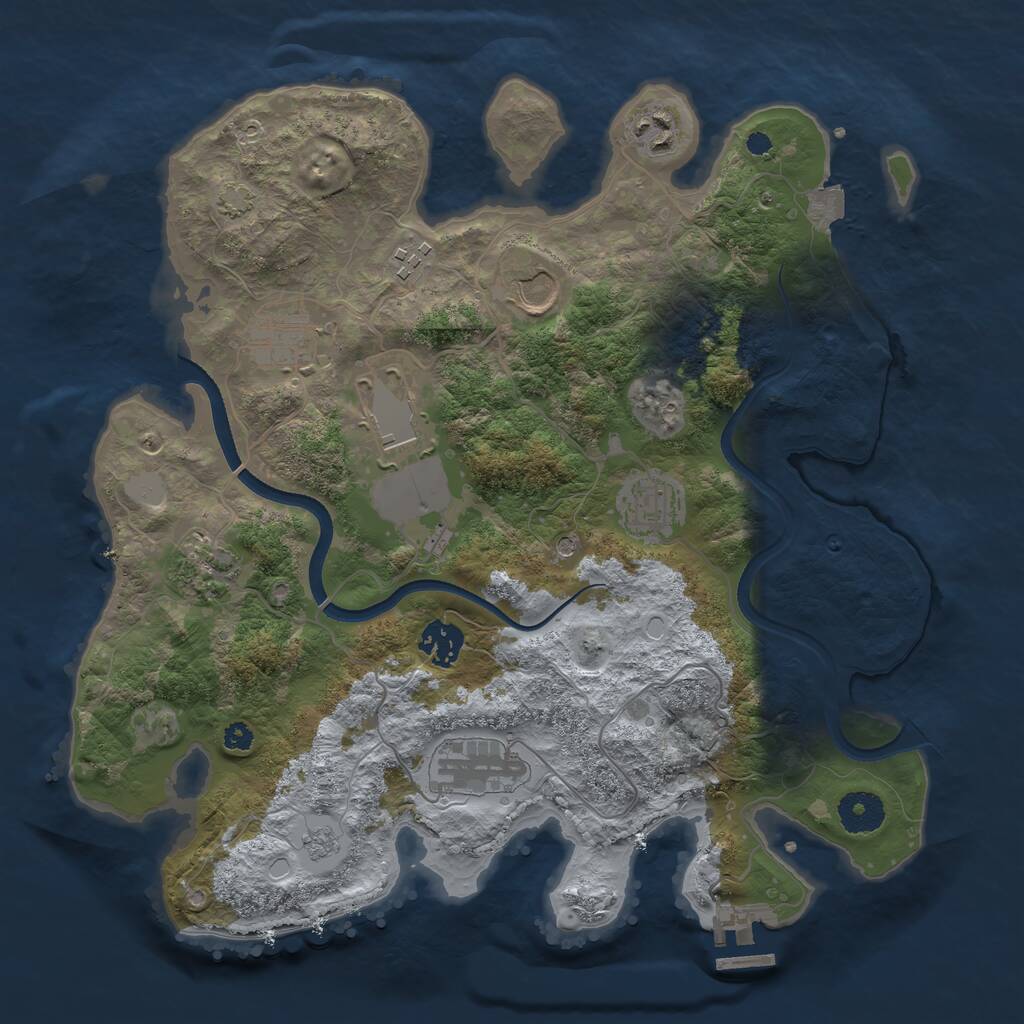 Rust Map: Procedural Map, Size: 3500, Seed: 1515893442, 14 Monuments