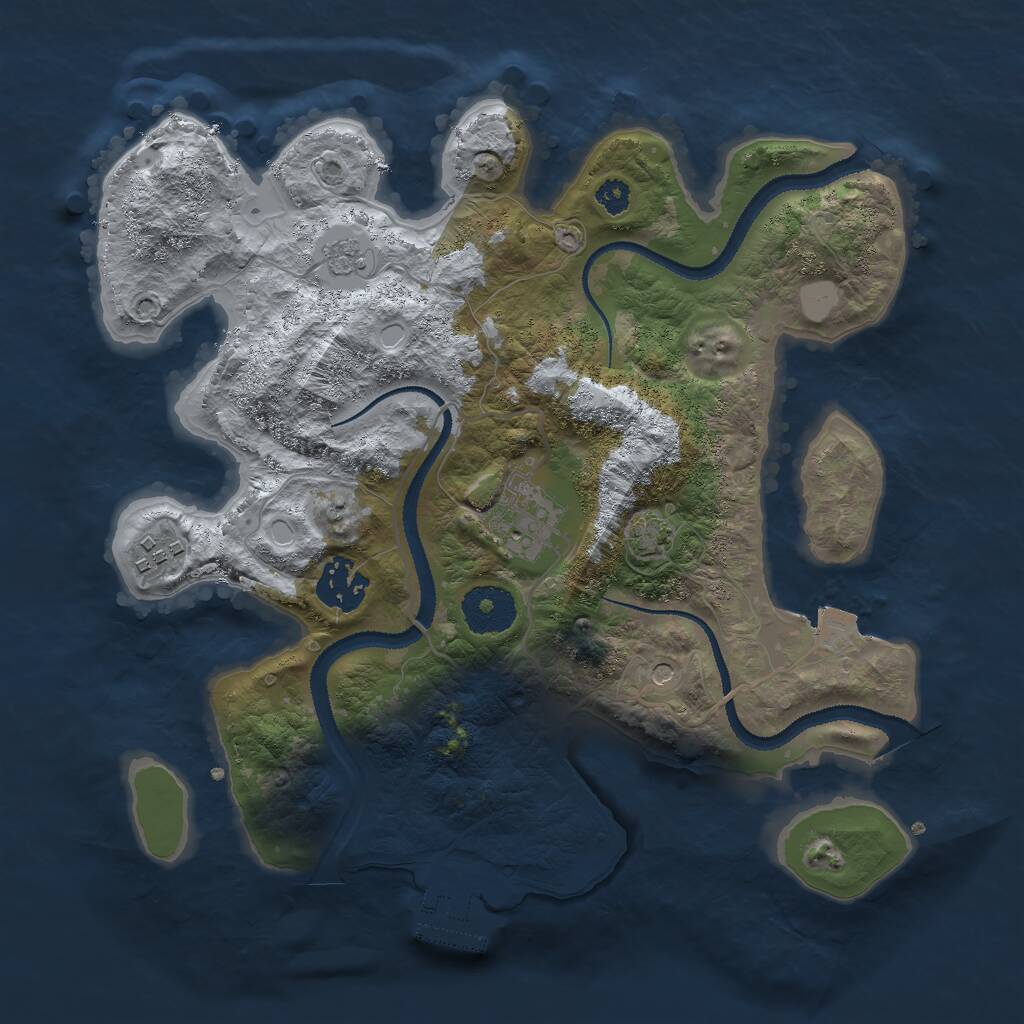 Rust Map: Procedural Map, Size: 3000, Seed: 1297911571, 8 Monuments