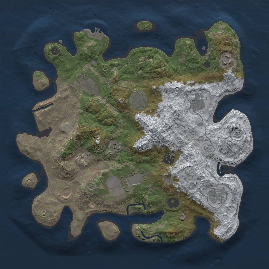 Rust Map: Procedural Map, Size: 3500, Seed: 27675, 17 Monuments