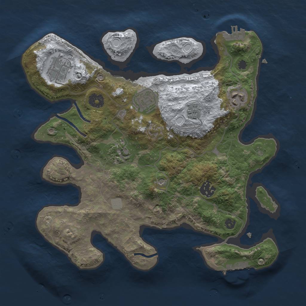 Rust Map: Procedural Map, Size: 3000, Seed: 1726091534, 14 Monuments