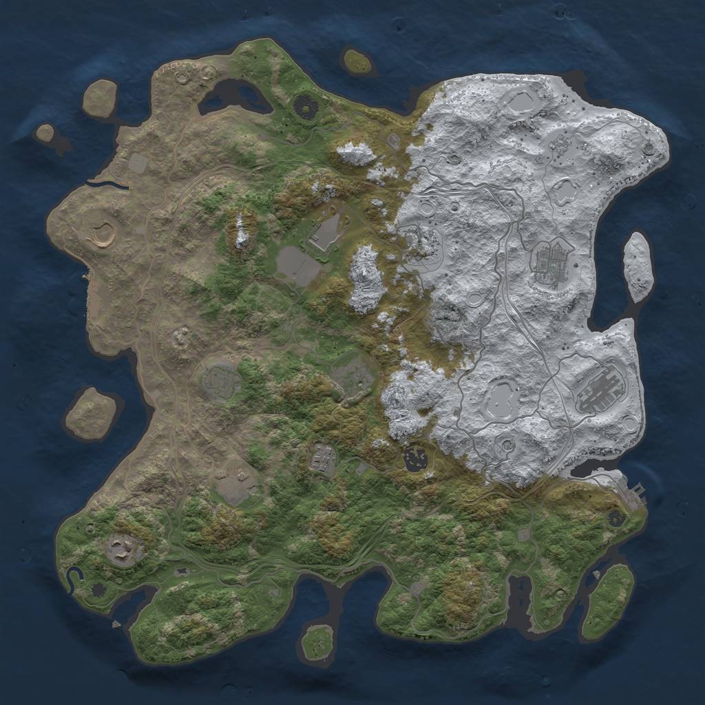 Rust Map: Procedural Map, Size: 4300, Seed: 1111135550, 20 Monuments