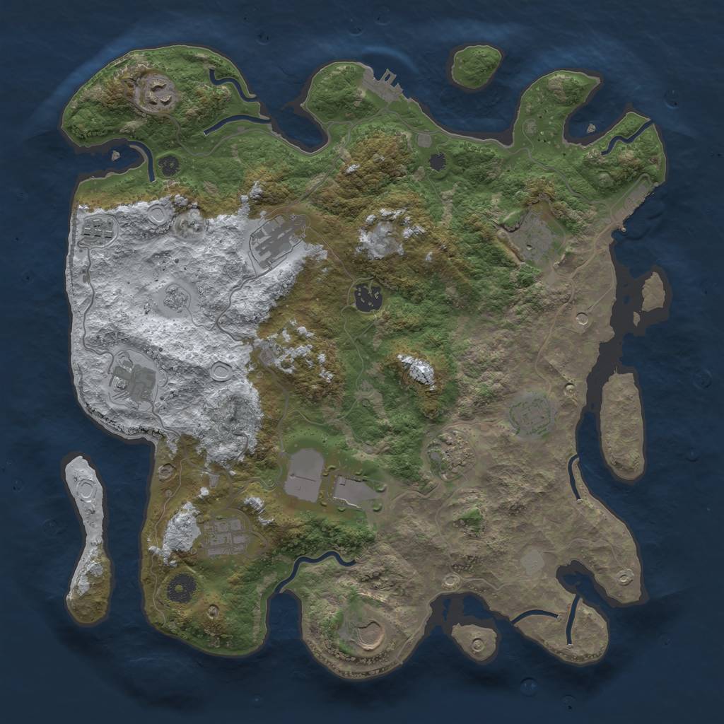 Rust Map: Procedural Map, Size: 3750, Seed: 1096642321, 20 Monuments